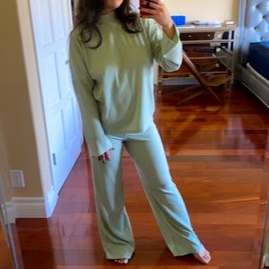 Nasty Gal Sage Green Pajama Set